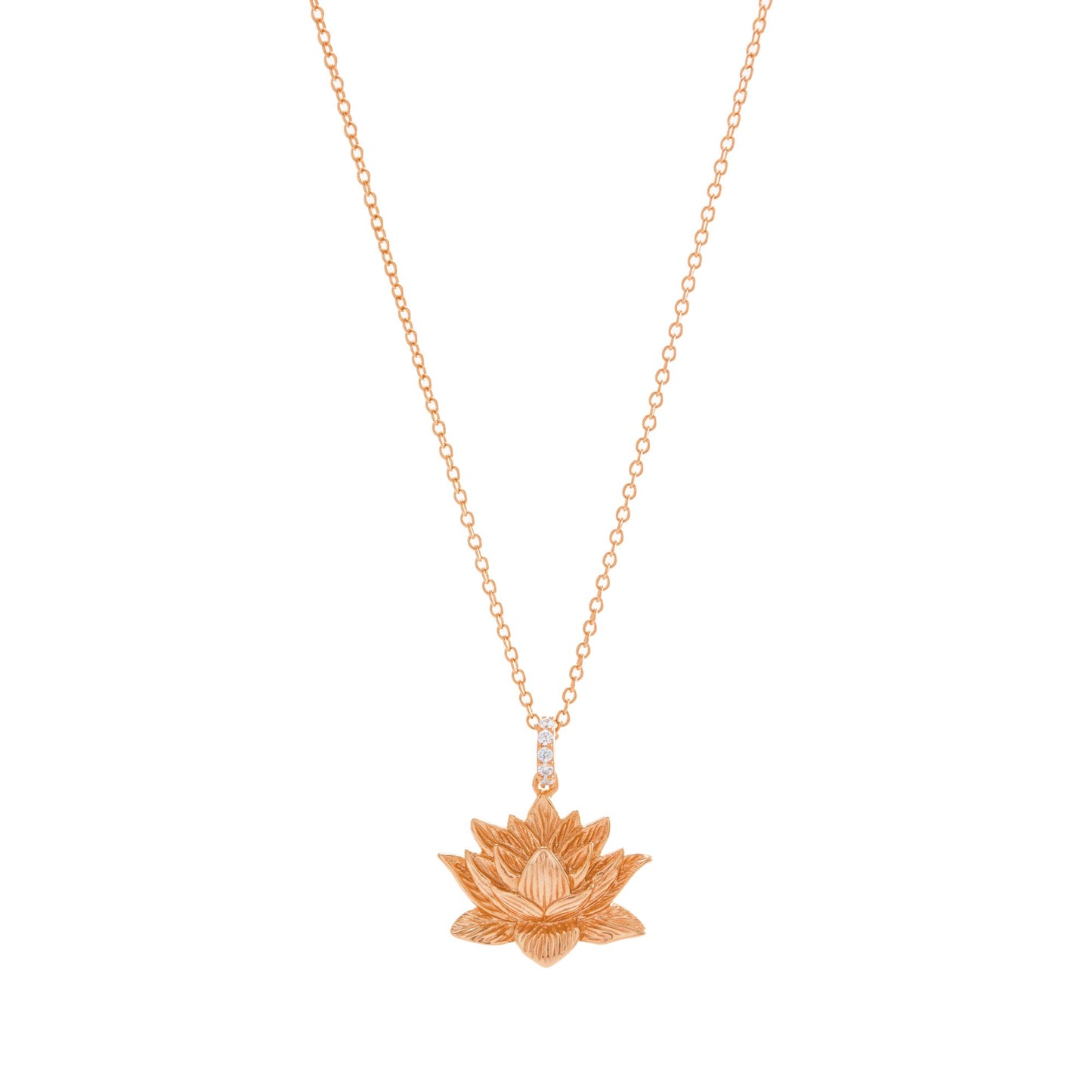 Awakened Lotus Necklace, Rose Gold