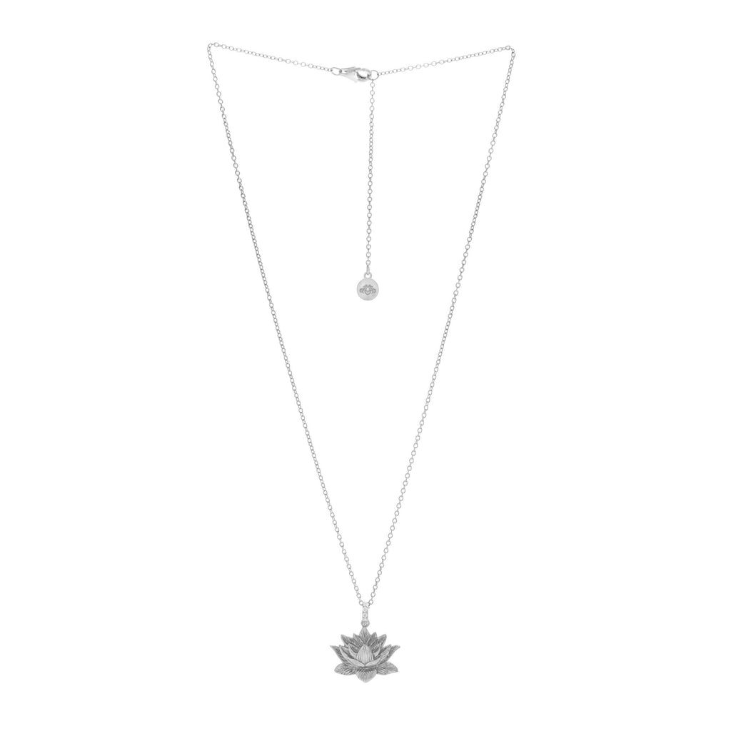 Awakened Lotus Necklace - White Rhodium