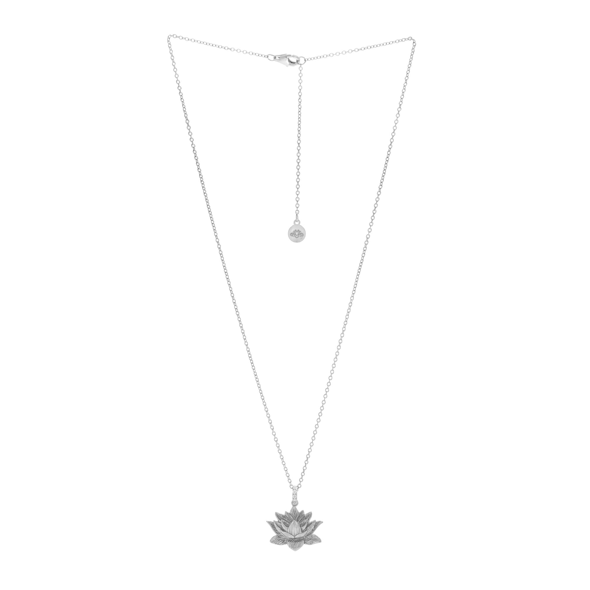 Awakened Lotus Necklace - White Rhodium