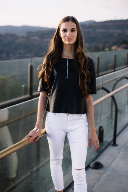 Seed of Life Choker/Y-Style Lariat, Reversible Necklace, White Rhodium