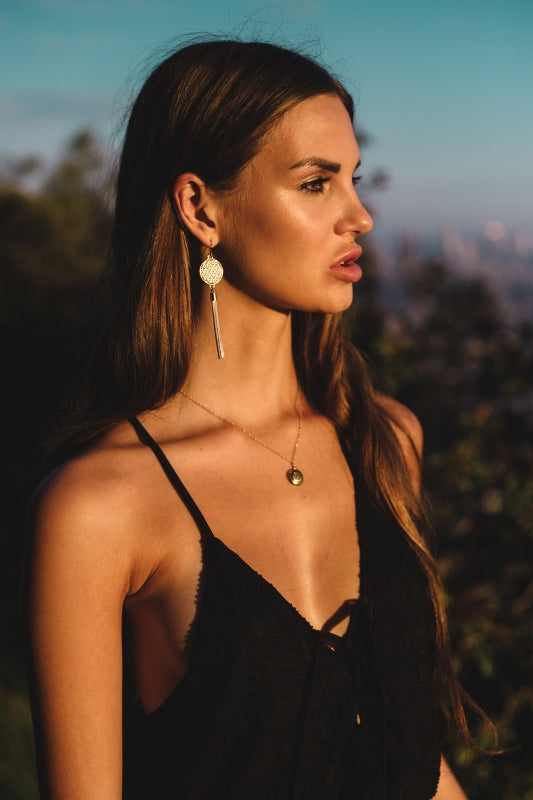 Flower of Life Protection Tassel Earrings, 18K Gold over Sterling Silver