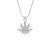 MJ Leaf Pave Necklace, White Rhodium over Sterling Silver, CZ Diamond