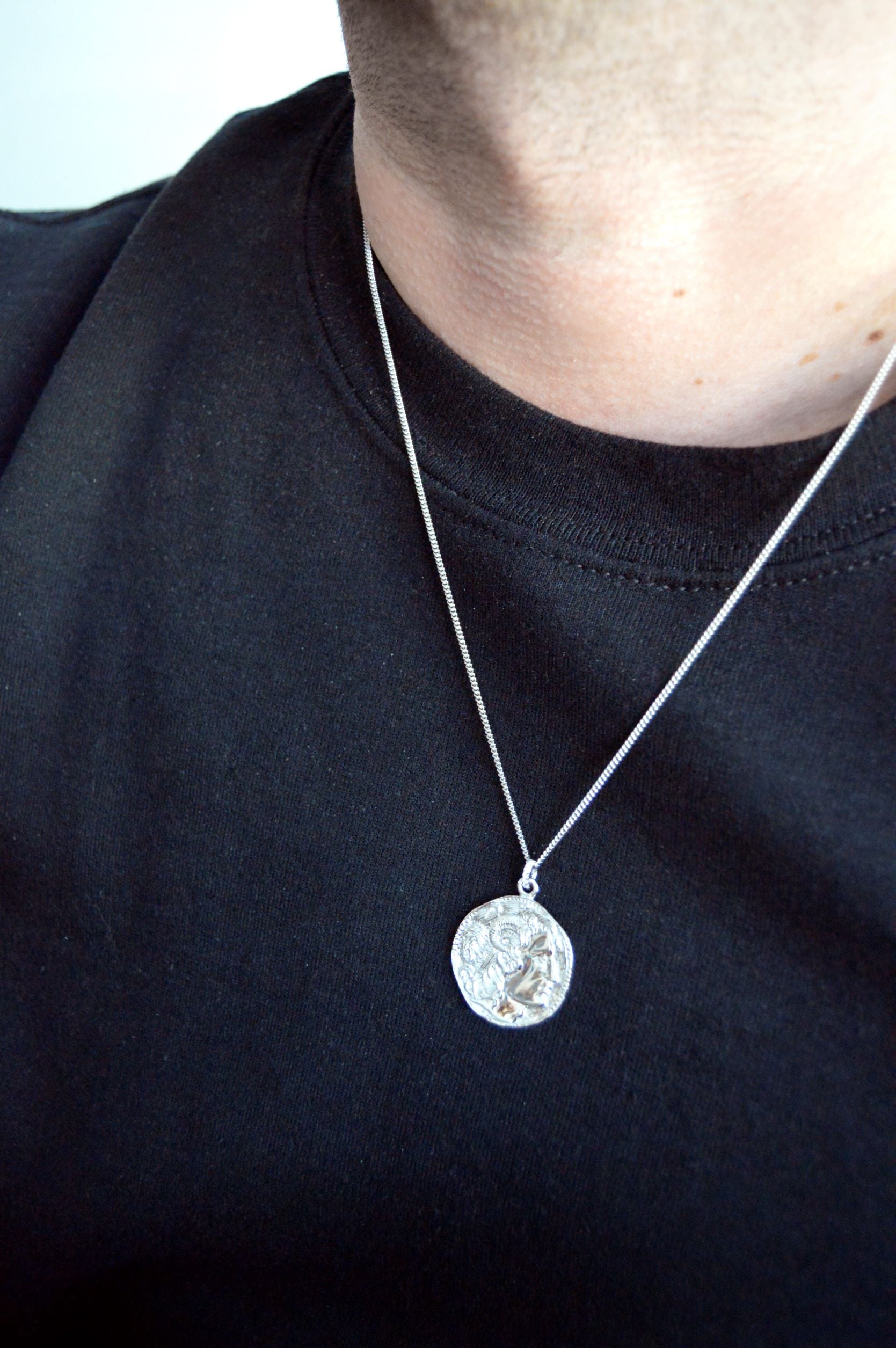 Alexander the Great Bust Antique Coin Necklace, Unisex, 18K Gold Over Sterling Silver