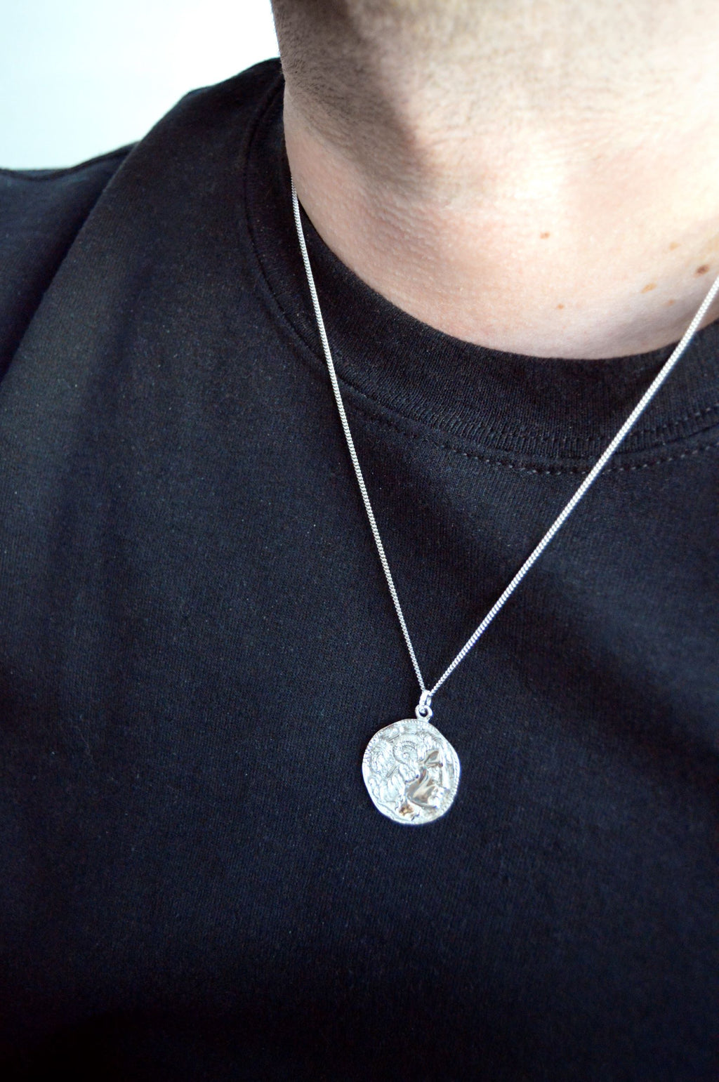 Alexander the Great Bust Antique Coin Necklace, Unisex, 18K Gold Over Sterling Silver