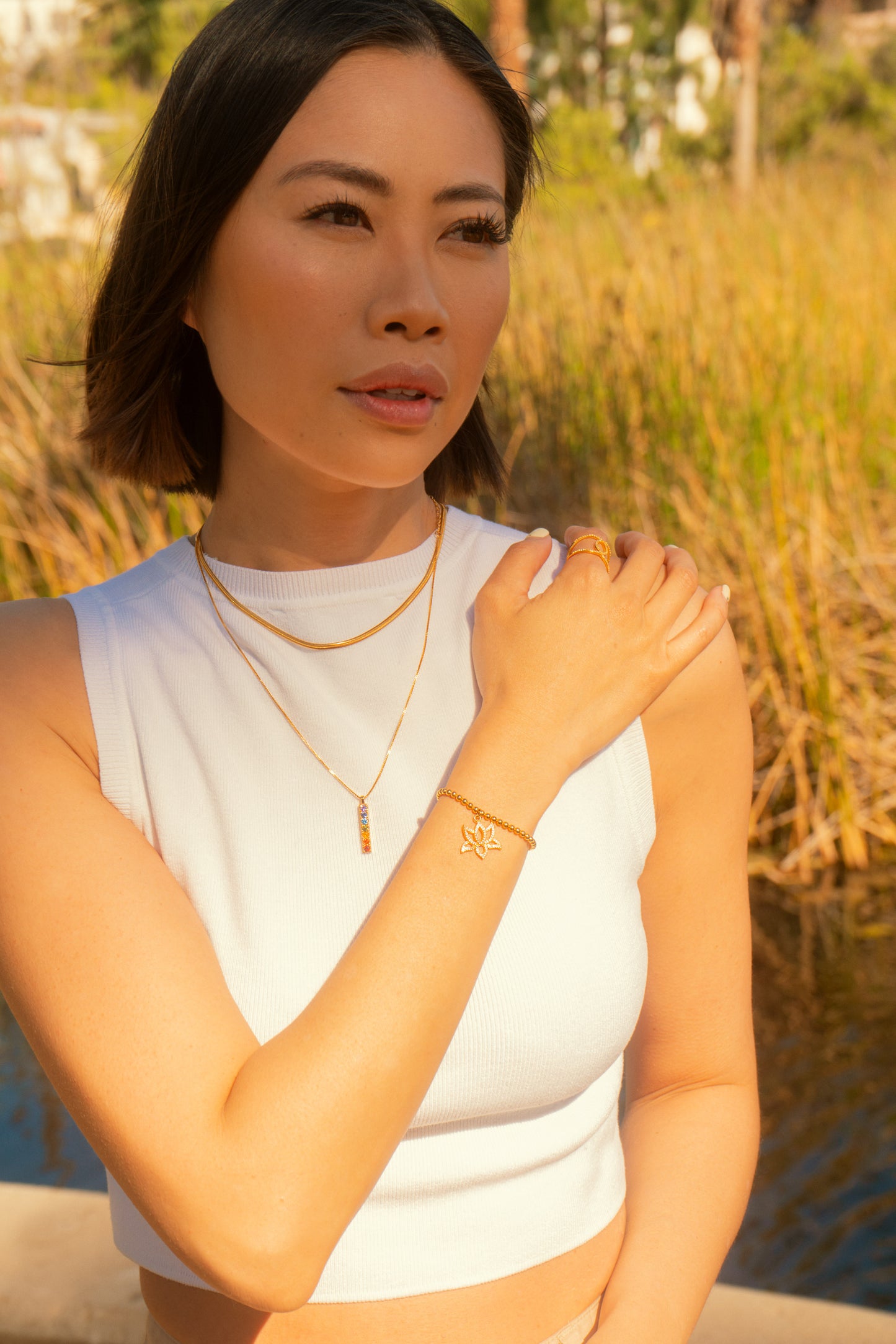 Illuminate Lotus Bracelet, White Topaz Pave, One Size