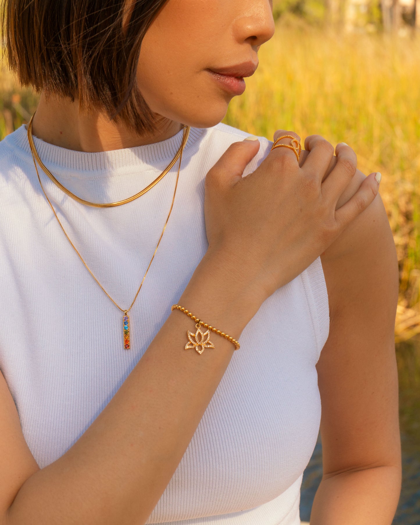 Illuminate Lotus Bracelet, White Topaz Pave, One Size