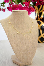 Heavenly Realms Moon & Stars Drop Choker Necklace – 18K Gold with CZ Diamonds