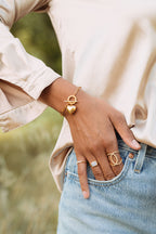 Pure Light Freshwater Baroque Pearl Chain Ring – 18K Gold Plated Sterling Silver
