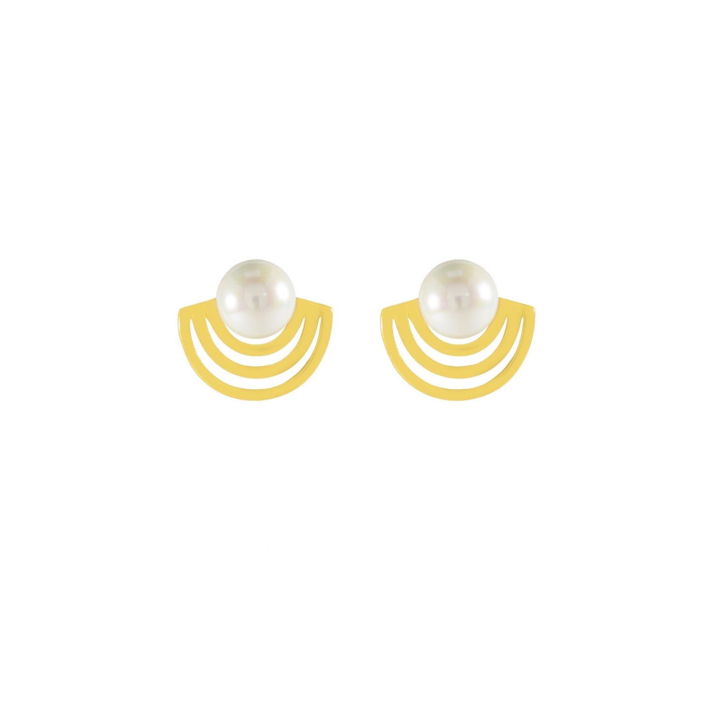 Radiate Pearl Stud Earrings, 18k Gold Plated Sterling Silver