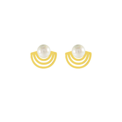 Radiate Pearl Stud Earrings, 18k Gold Plated Sterling Silver