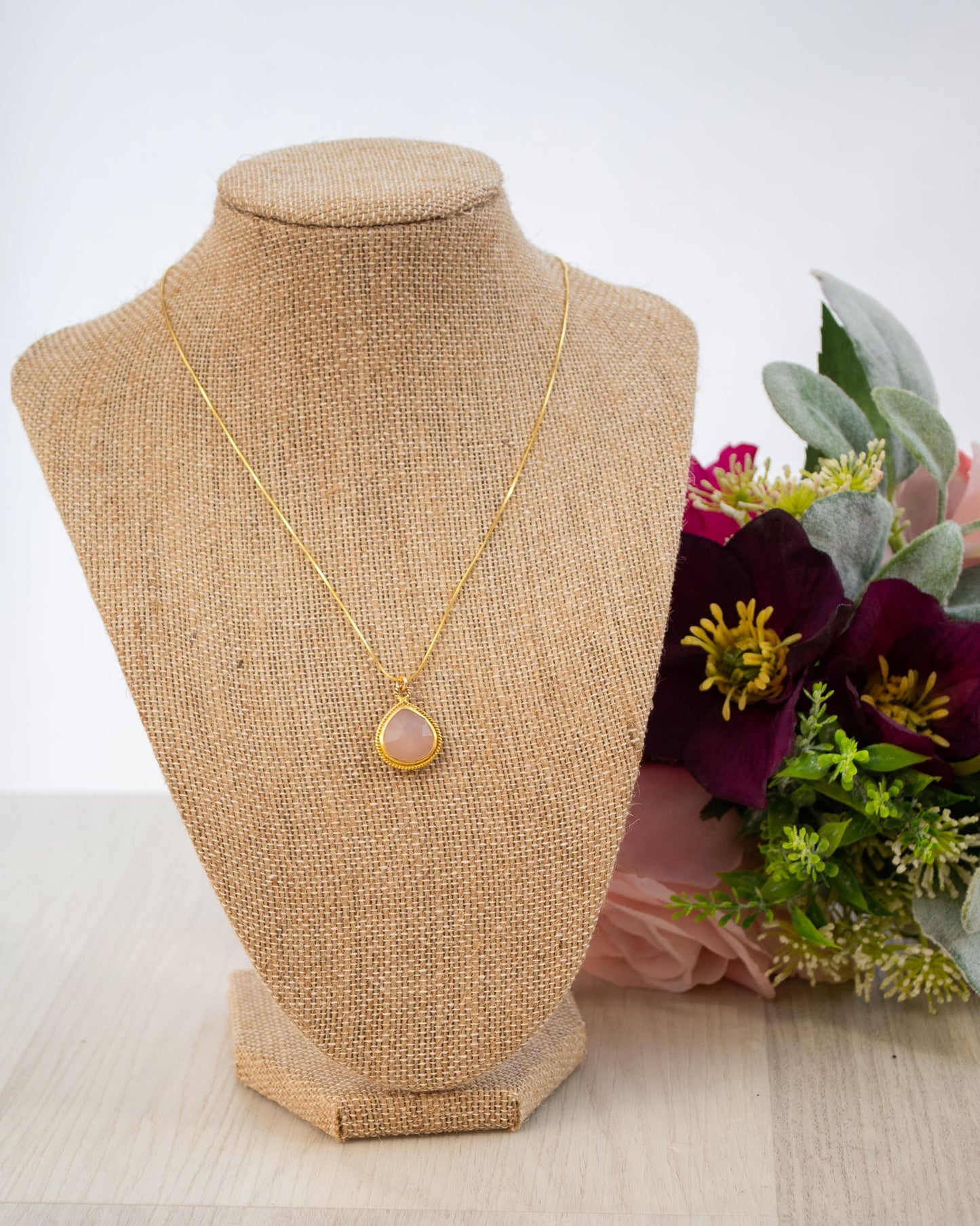 Rose Quartz Compassionate Heart Adjustable Necklace, 18K Gold