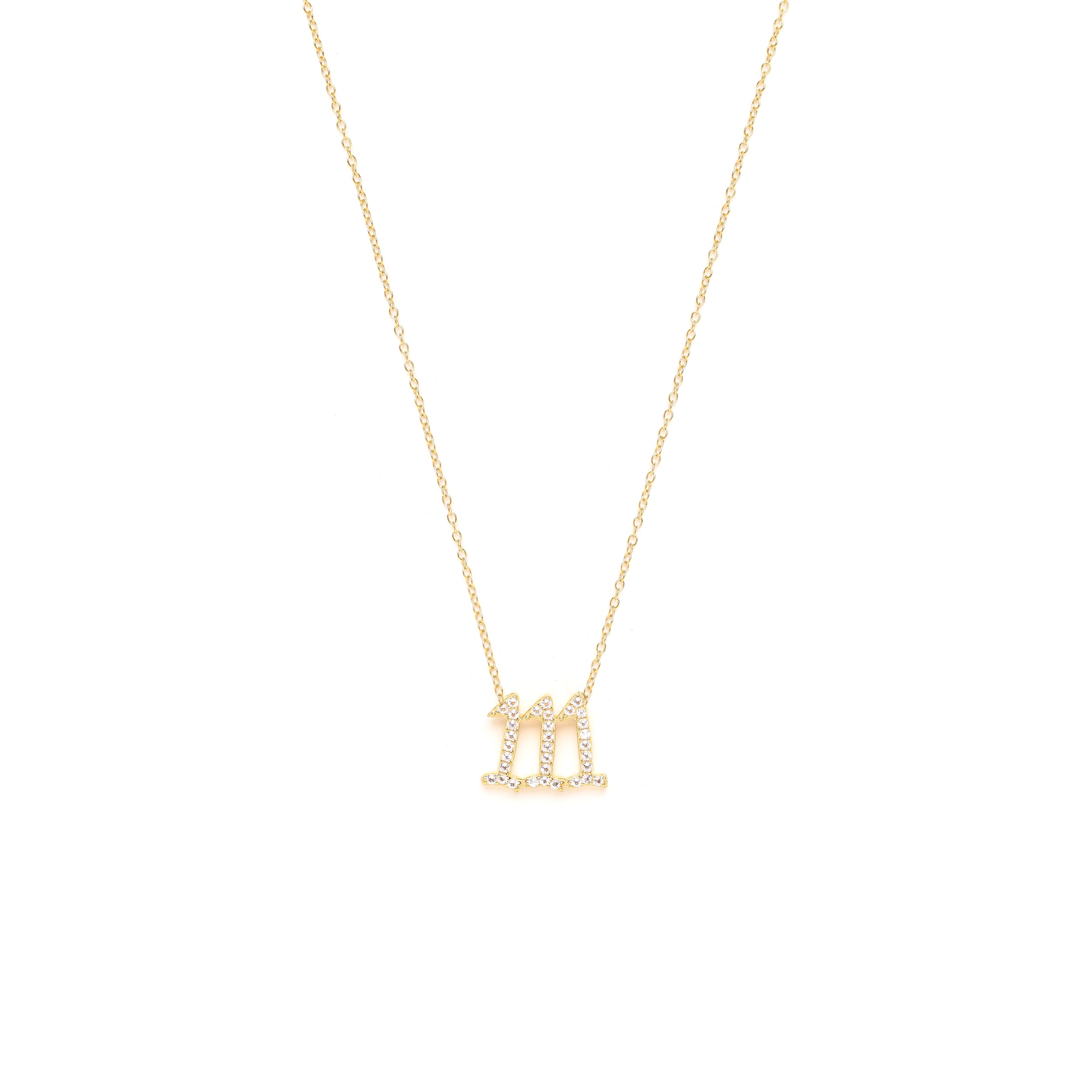 111 Angel Number Manifestation Necklace – White Topaz – Rose Gold Spiritual Jewelry