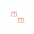 111 Angel Number Manifestation Stud Earrings, White Topaz, Rose Gold