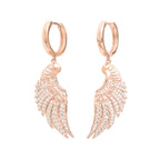 Angel Wing Pave Huggie Earrings, Rose Gold