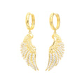 Angel Wing Pave Huggie Earrings, Rose Gold