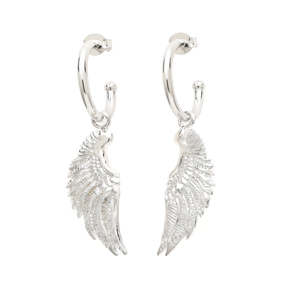 Angel wing hoop earrings sale