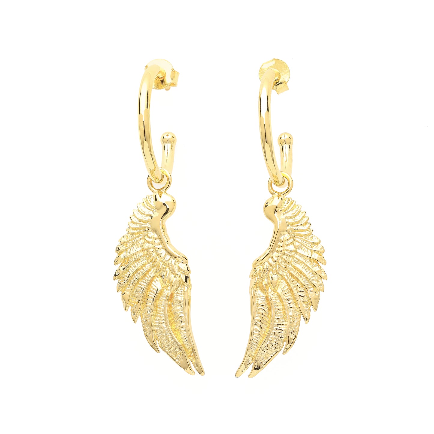 Angel Wing Small Hoop Earrings Rose Gold Over Sterling Silver