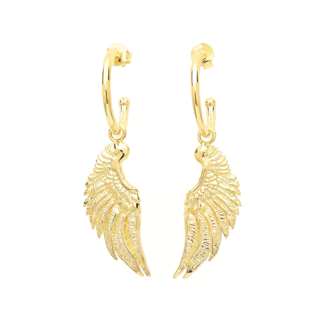 Angel Wing Small Hoop Earrings – White Rhodium Over Sterling Silver Spiritual Jewelry