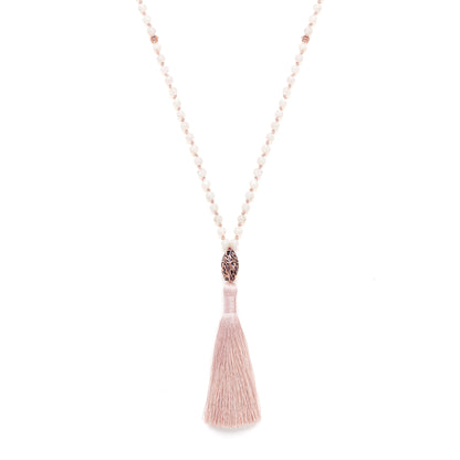 Divine Intuition 108 Bead Mala, Cream Moonstone