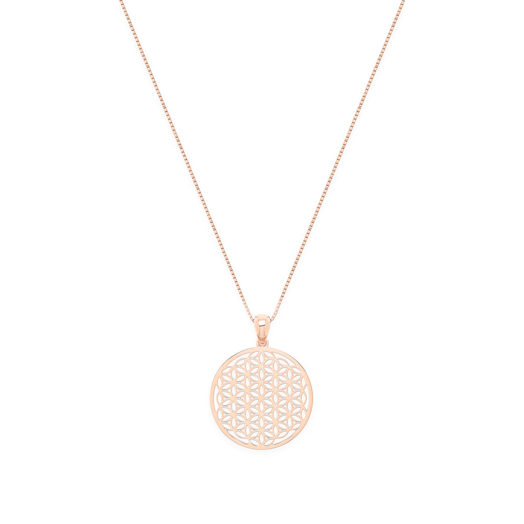 Flower of Life Spiritual Expansion Necklace - Rose Gold Over Sterling Silver