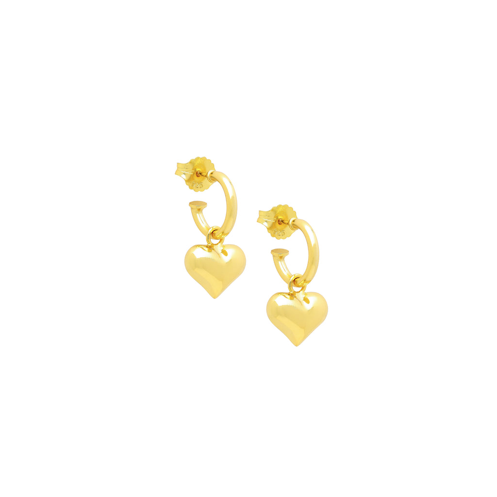 Puffy Heart Dangle Hoop Earrings Spiritual & Minimalist Jewelry - Rose Gold