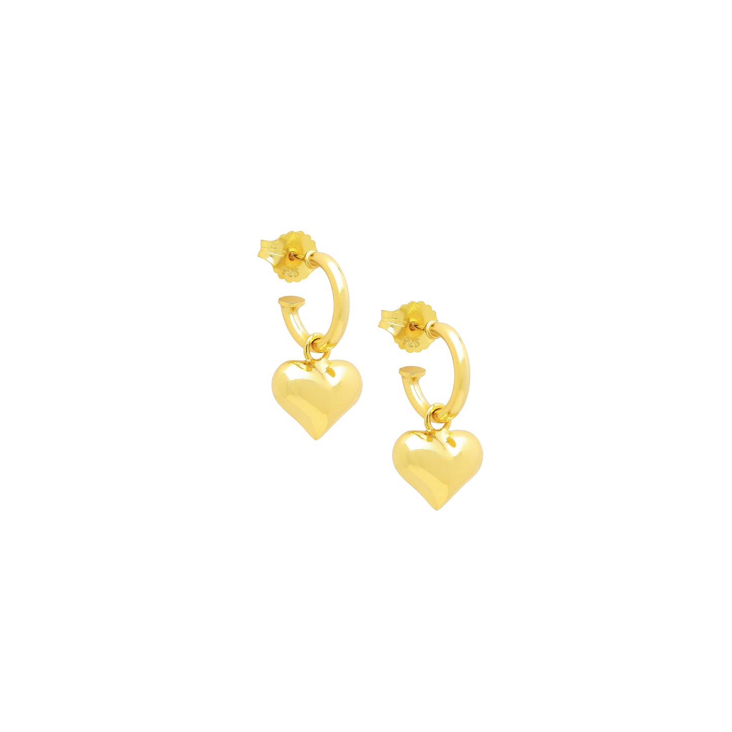 Puffy Heart Dangle Hoop Earrings