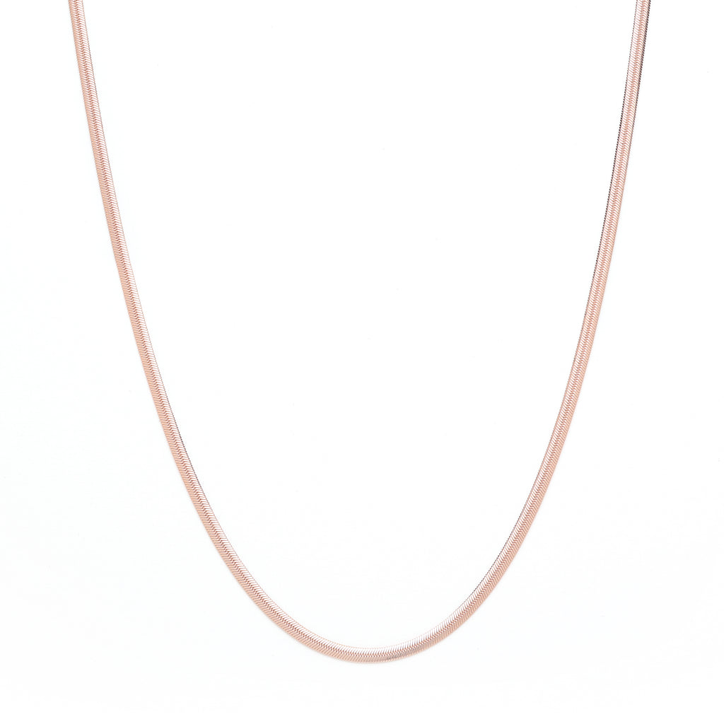 Herringbone Chain Necklace – Rose Gold Over Sterling Silver Minimalist Jewelry