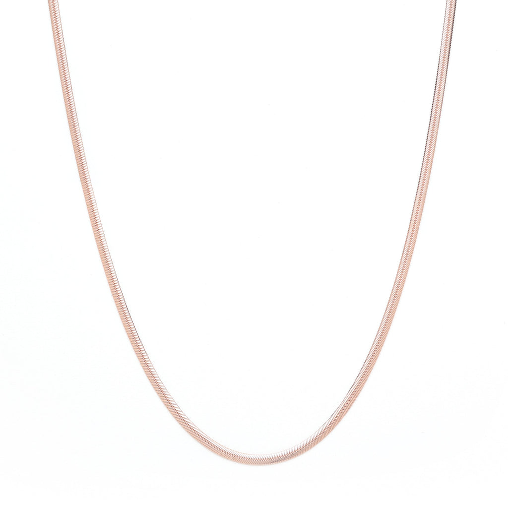 Herringbone Chain Necklace – White Rhodium Over Sterling Silver Minimalist Jewelry