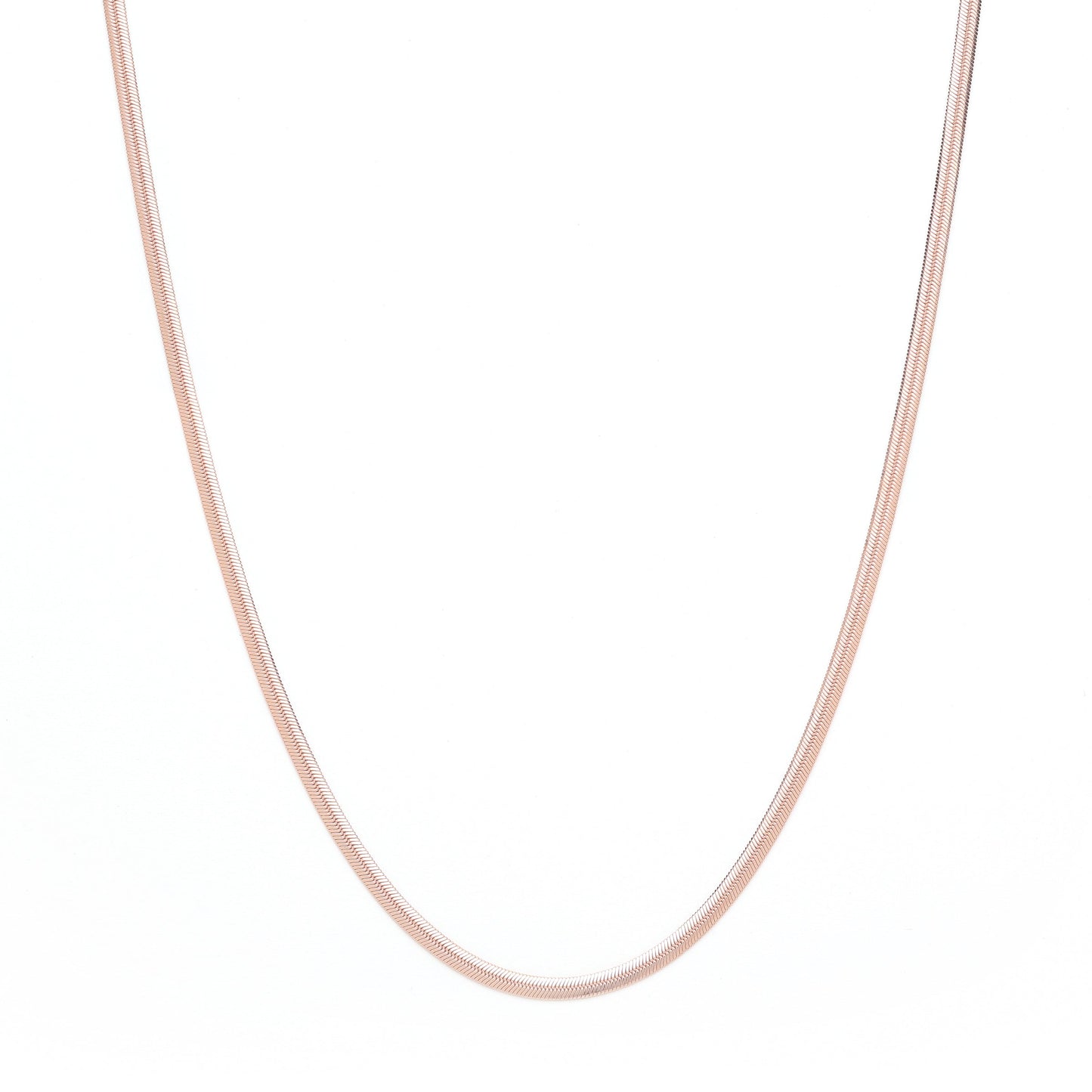 Herringbone Chain Necklace, White Rhodium Over Sterling Silver