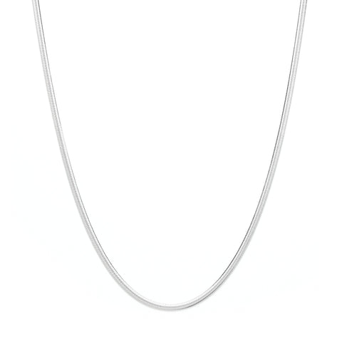 Herringbone Chain Necklace, White Rhodium Over Sterling Silver