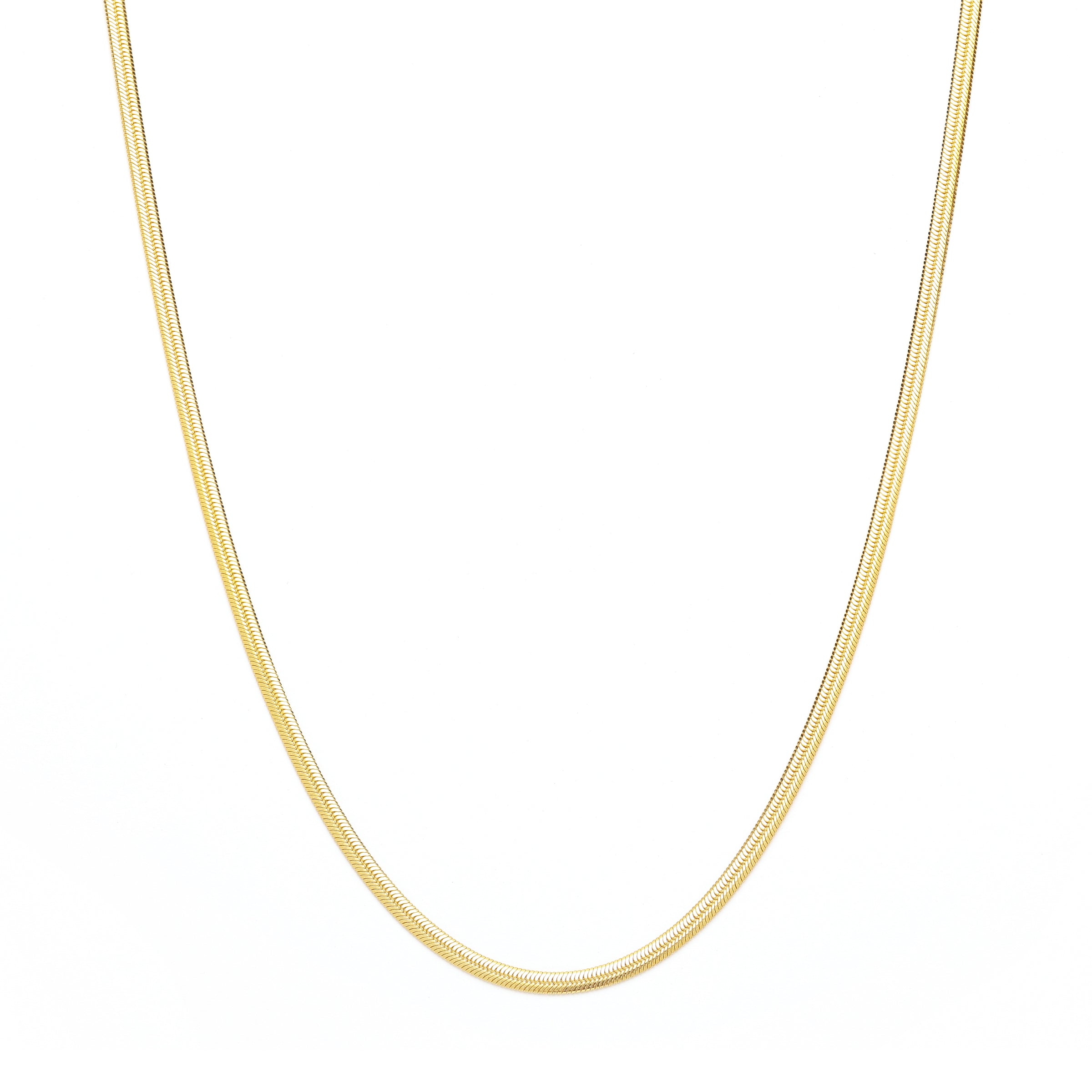 Herringbone Chain Necklace – 18K Gold Over Sterling Silver Minimalist Jewelry
