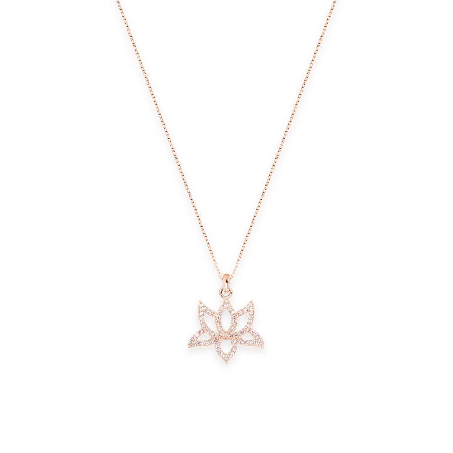 Illuminate Lotus Necklace, White Topaz Pave, 18k Gold