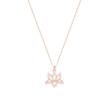 Illuminate Lotus Necklace, White Topaz Pave, 18k Gold