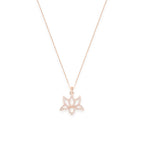 Illuminate Lotus Necklace – White Topaz Pavé – White Rhodium Plated Spiritual Jewelry