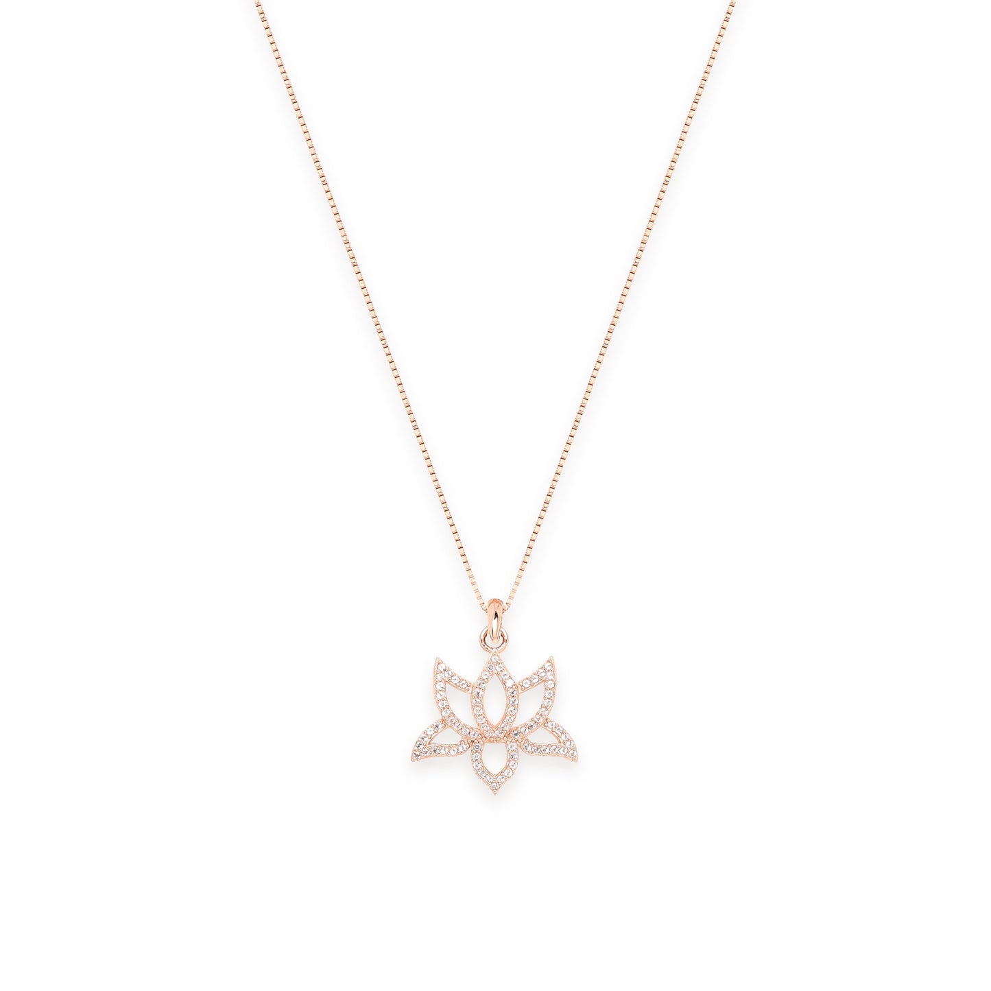 Illuminate Lotus Necklace White Rhodium Plated, White Topaz Pave