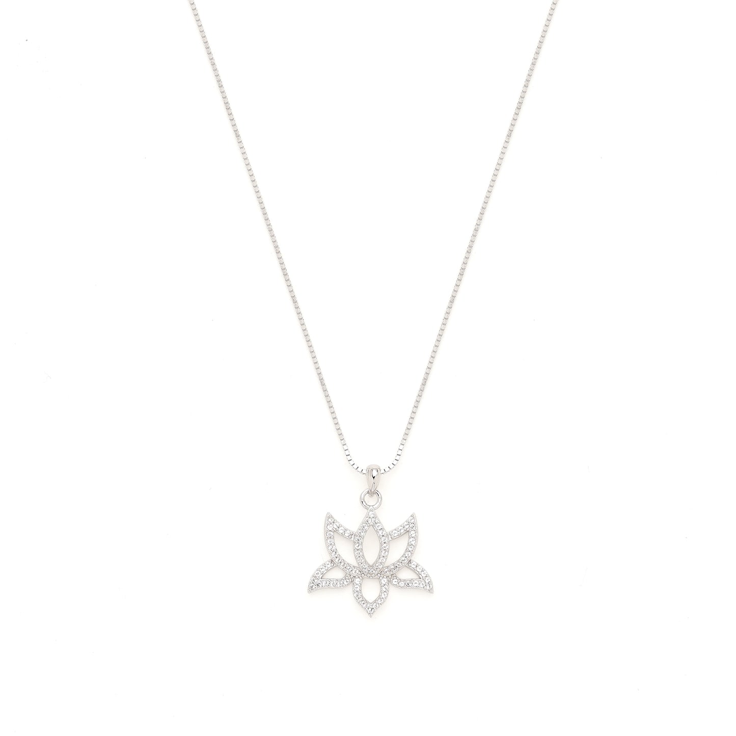 Illuminate Lotus Necklace, White Topaz Pave, 18k Gold