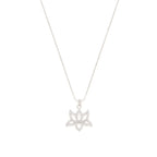 Illuminate Lotus Necklace – White Topaz Pavé – White Rhodium Plated Spiritual Jewelry