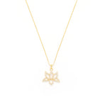Illuminate Lotus Necklace – White Topaz Pavé in 18K Gold