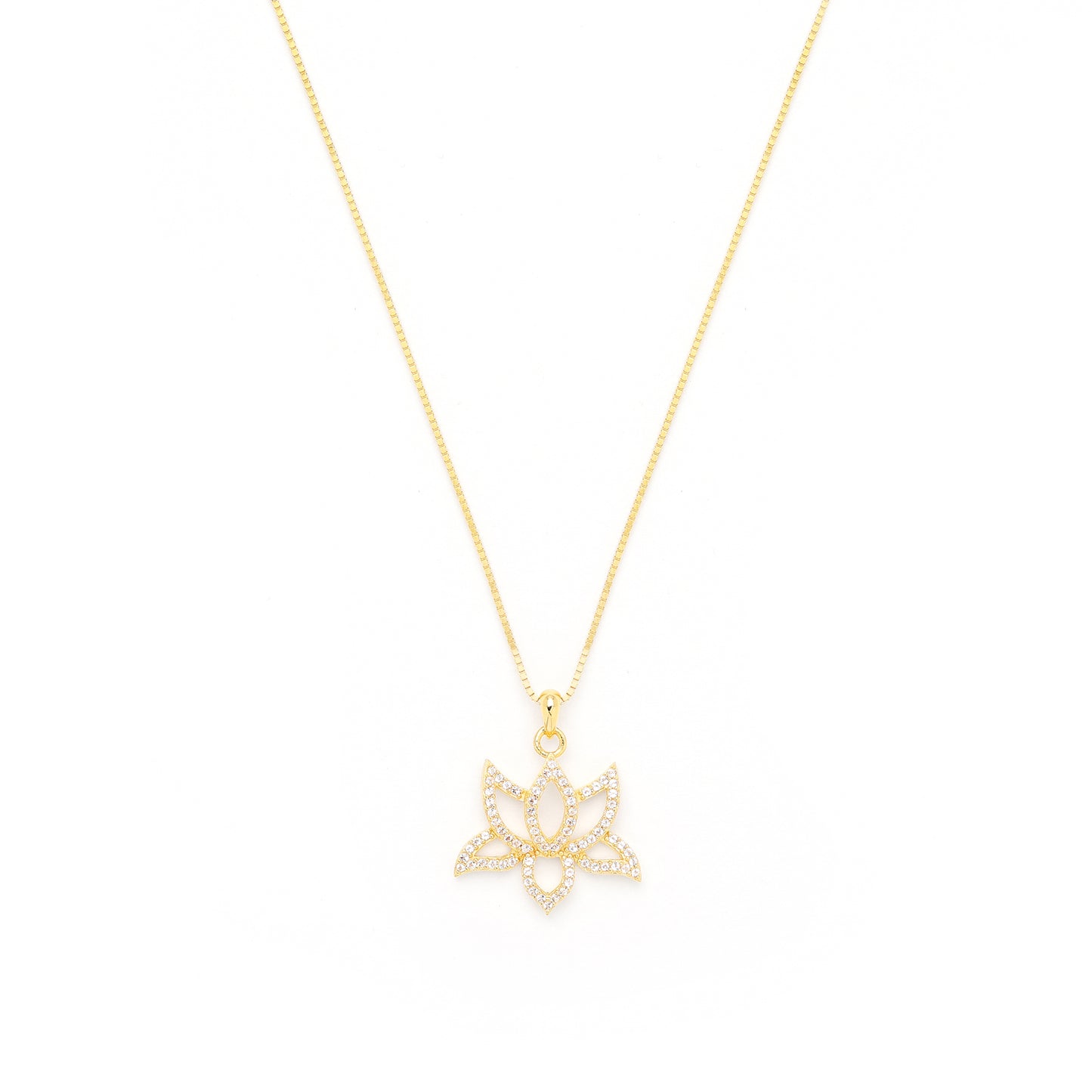 Illuminate Lotus Necklace, White Topaz Pave, 18k Gold