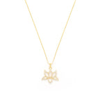 Illuminate Lotus Necklace – White Topaz Pavé – Rose Gold Spiritual Jewelry