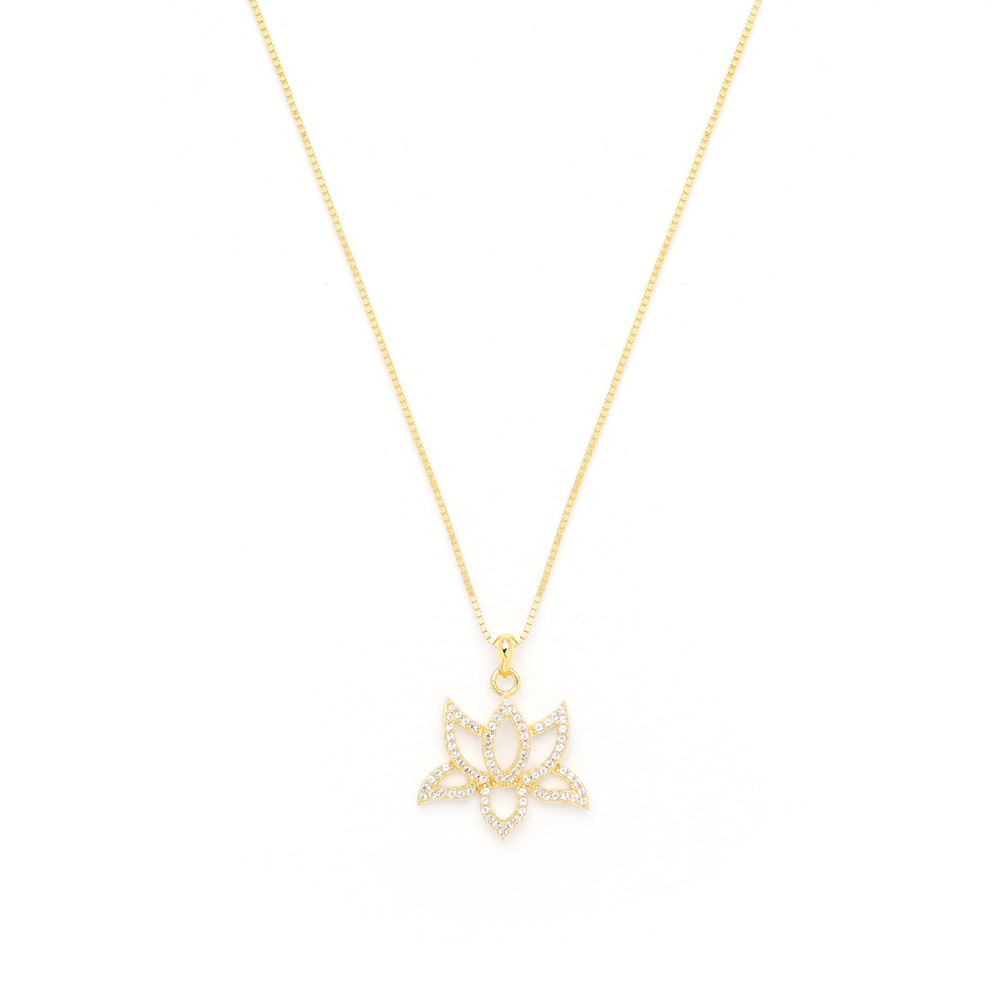 Illuminate Lotus Necklace, White Topaz Pave, Rose Gold