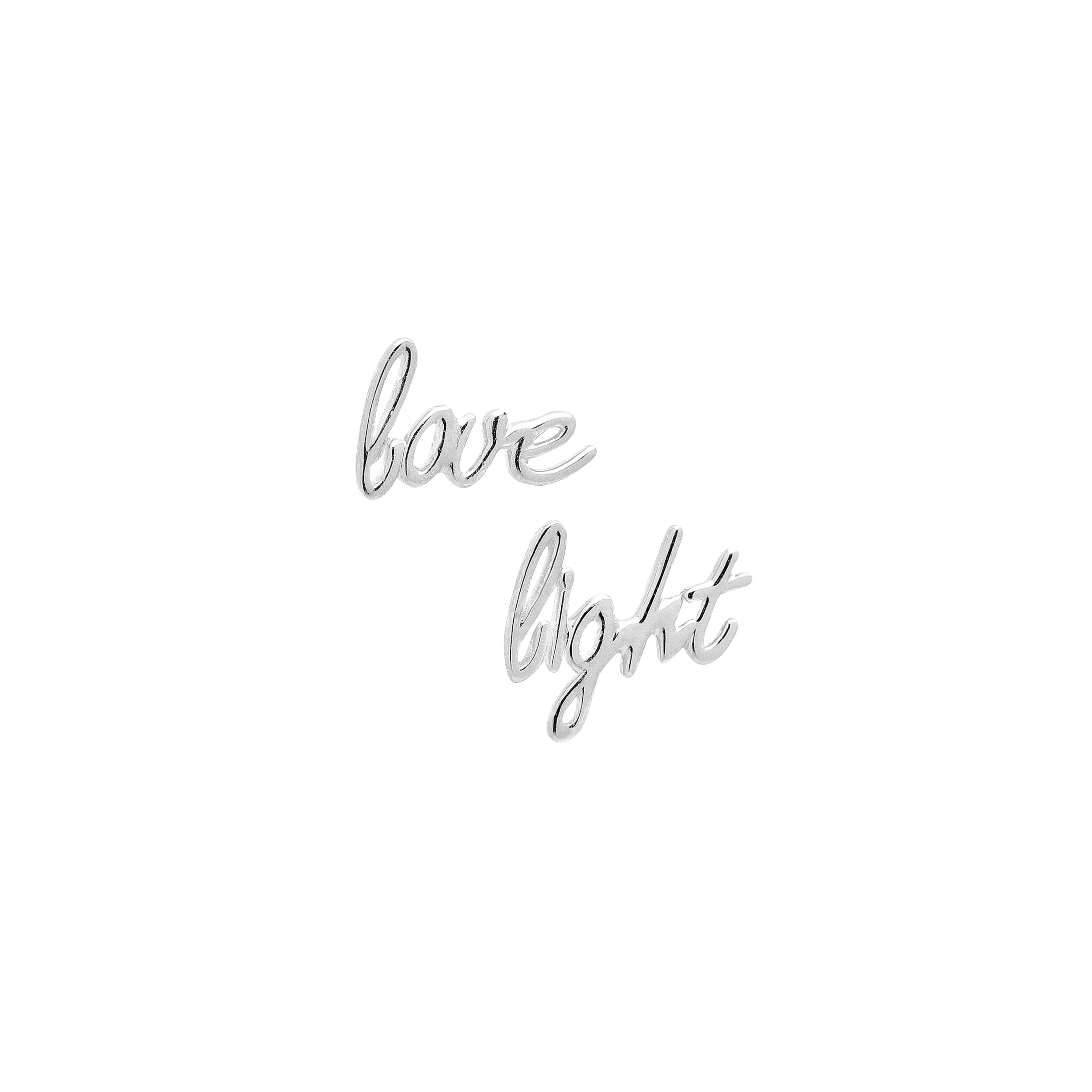 Love Light Stud Earrings – White Rhodium Spiritual Jewelry