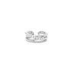 Multi-layer Beaded Ring, White Rhodium Plated Sterling Silver