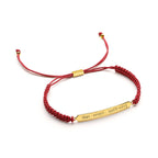 Sanskrit Chant - May All Beings Be Happy and Free - Macrame Red Cord Bracelet - 18k Gold