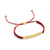 Sanskrit Chant "May All Beings Be Happy & Free" Macrame Red Cord Bracelet, 18k Gold