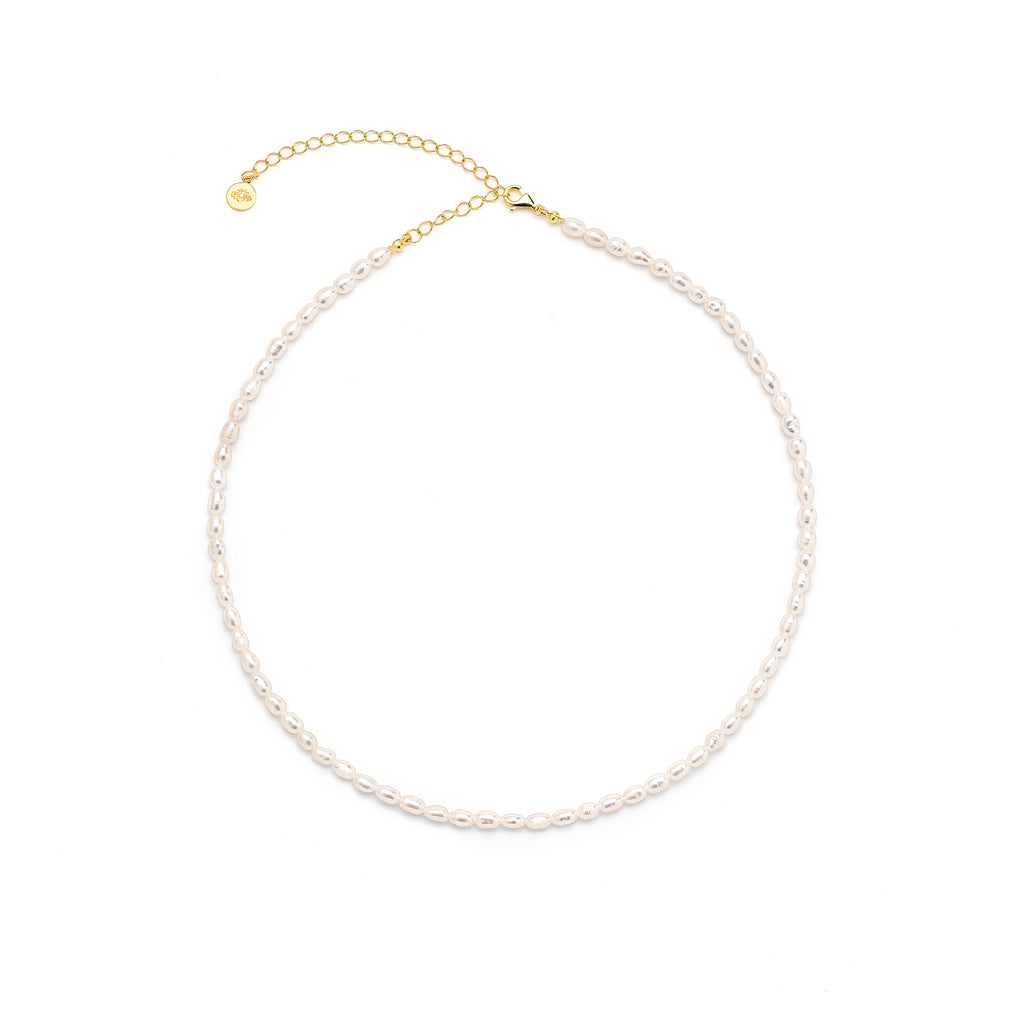 Pure Light Baroque Freshwater Pearl Choker Necklace – 18K Gold Over Sterling Silver