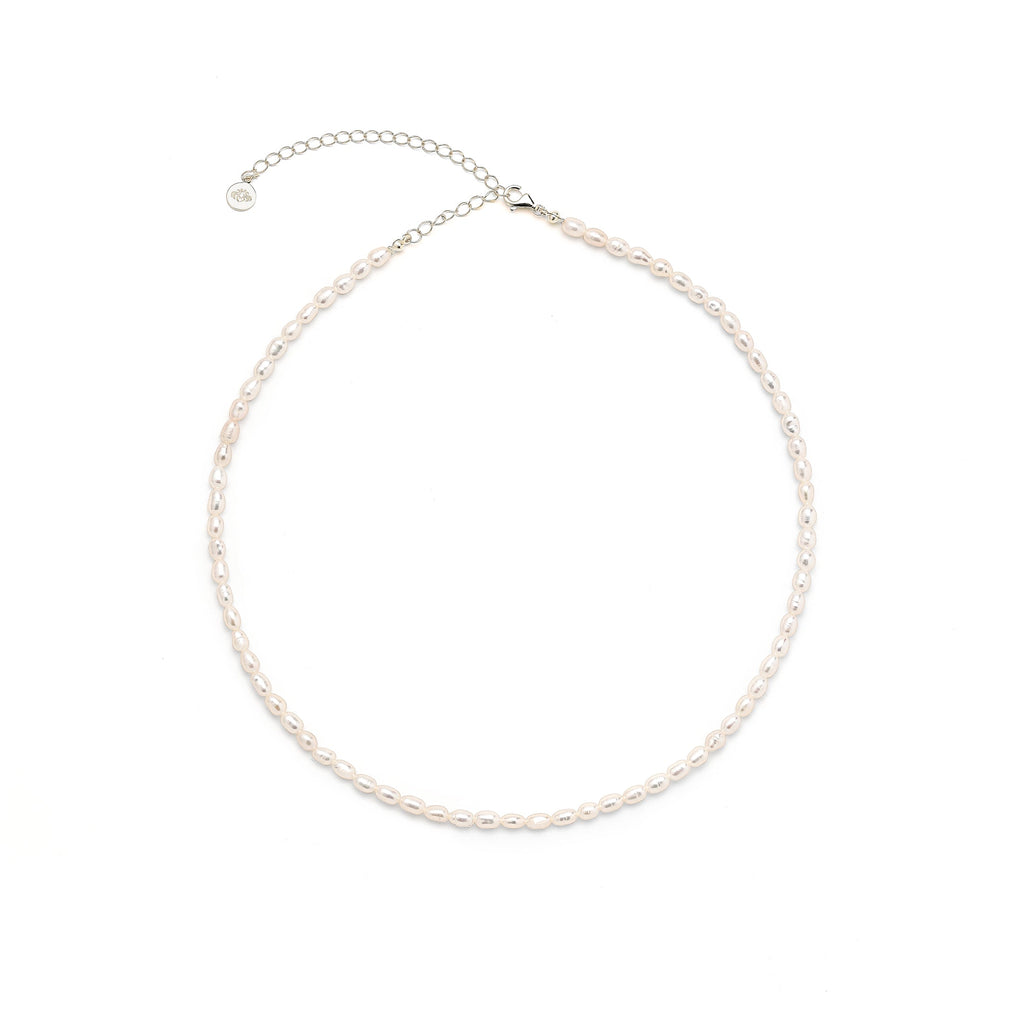 Pure Light Baroque Freshwater Pearl Choker Necklace - White Rhodium Over Sterling Silver