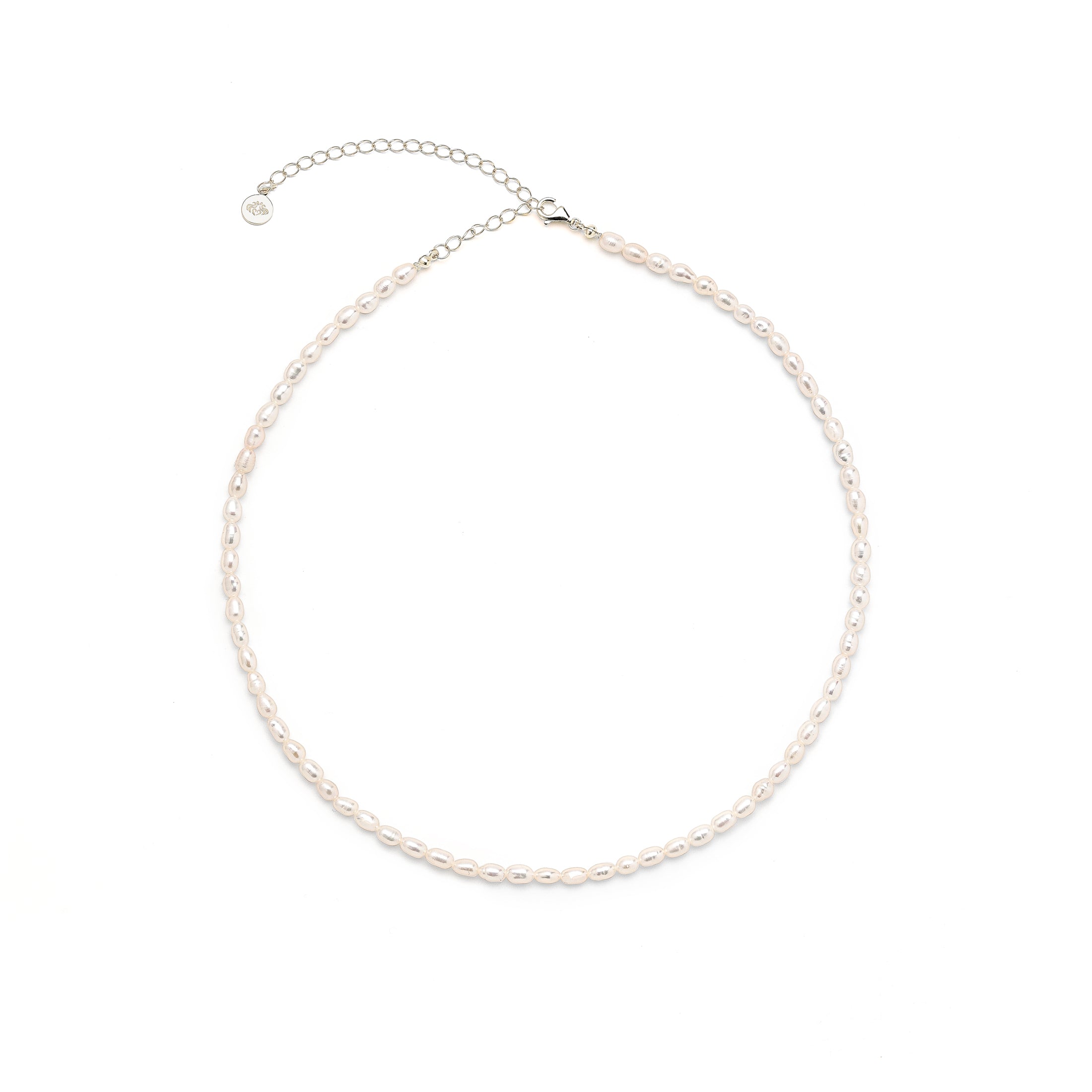 Pure Light Baroque Freshwater Pearl Choker Necklace - White Rhodium Over Sterling Silver
