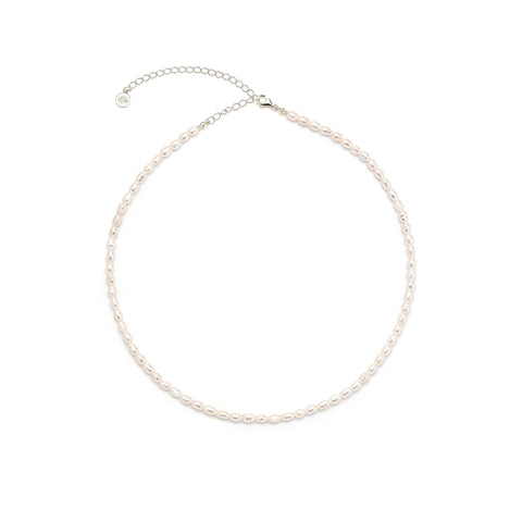 Pure Light Baroque Freshwater Pearl Choker Necklace, White Rhodium Over Sterling Silver