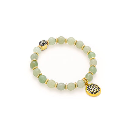Heart Chakra Activation Aventurine Bracelet, 18K Gold Plated